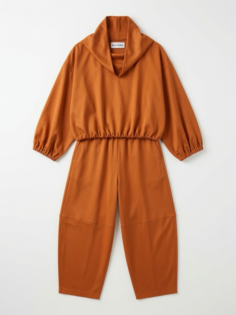 NWOT Bryn Walker 2-Piece Matching Set Cowl-Neck Top & Pants Tobacco Brown M